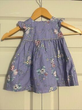 Little Girls Lavender Floral Ruffle-Sleeve Casual Dress